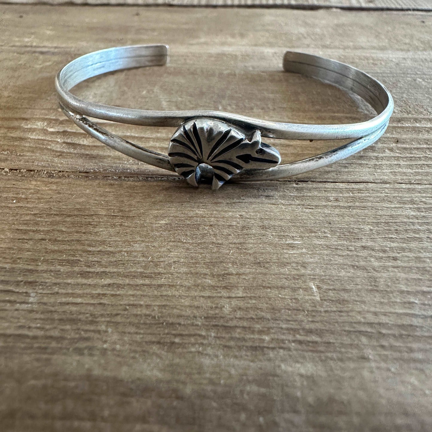 Petite Navajo Sterling Silver Bear Cuff Bracelet - High Voltage Ranch