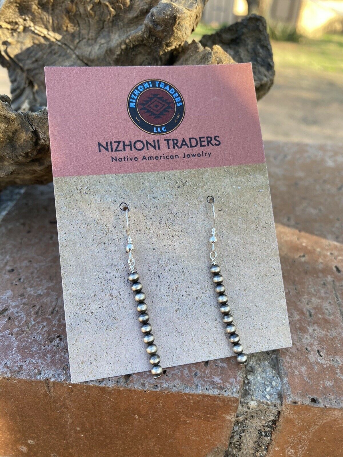 Navajo Sterling Silver 4mm Navajo Pearl Dangle Earrings 2”
