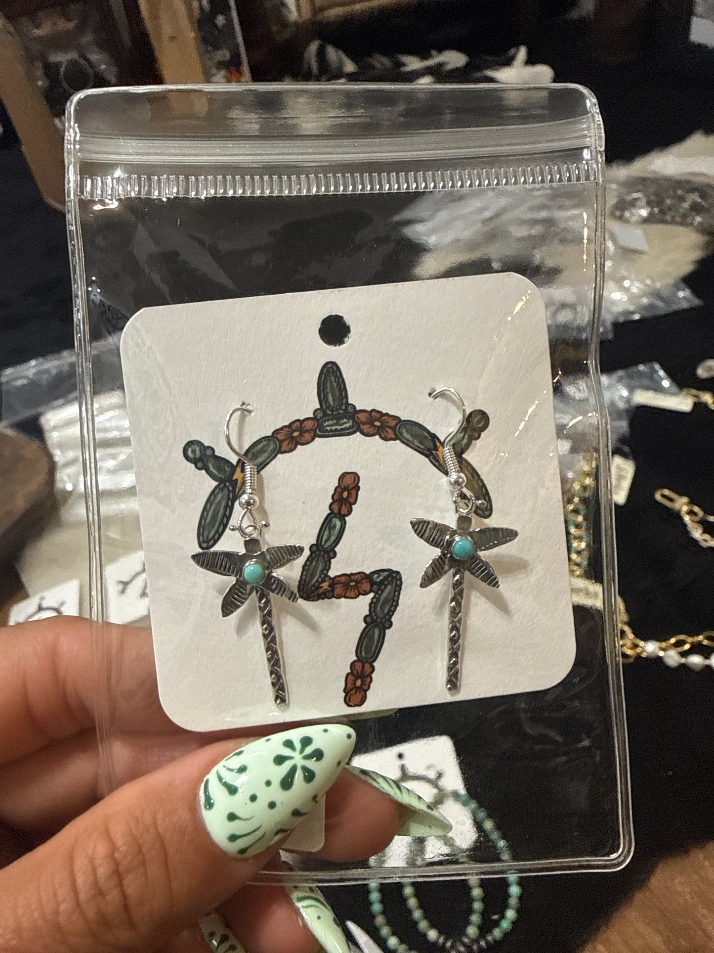 Sterling Silver Dragonfly Earrings with Turquoise