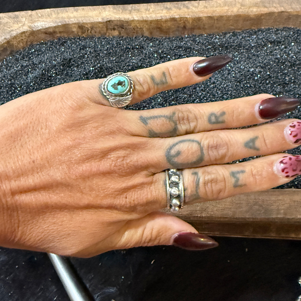 Size 4 Vintage Sterling Silver Turquoise Ring