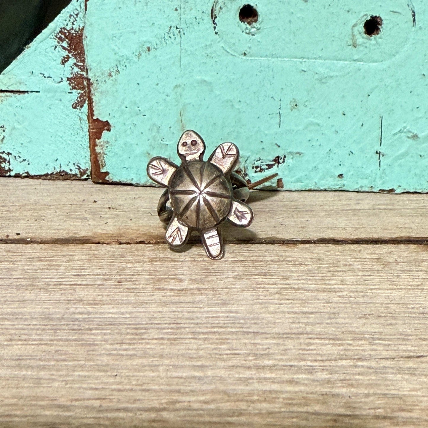 Size 3 Vintage Sterling Silver Turtle Ring