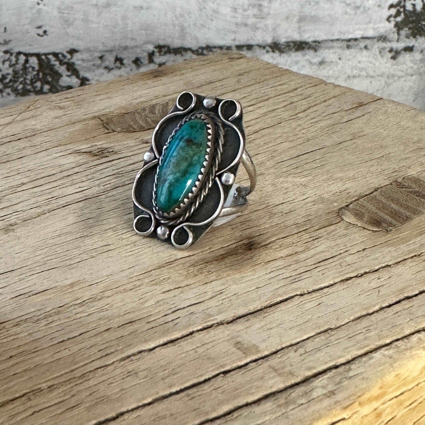 Size 5 Vintage Sterling Silver Turquoise Ring - High Voltage Ranch