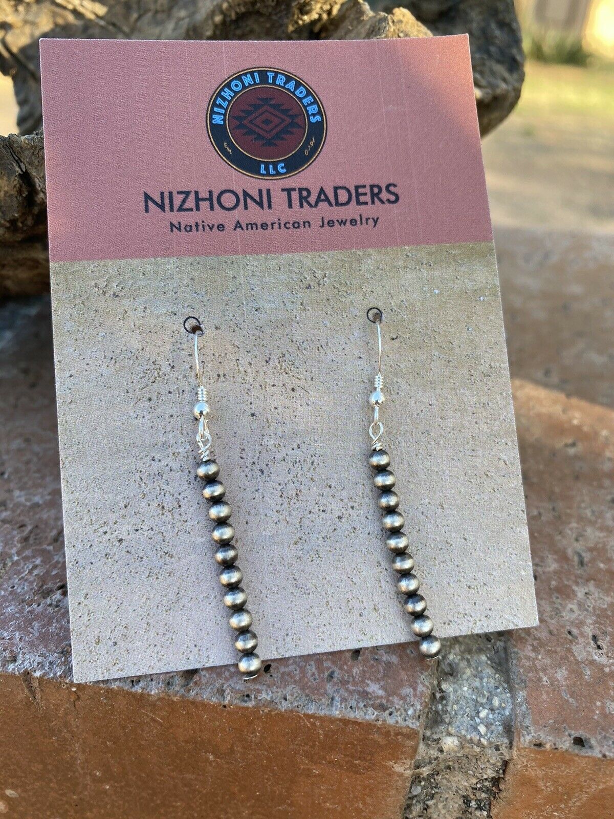 Navajo Sterling Silver 4mm Navajo Pearl Dangle Earrings 2”