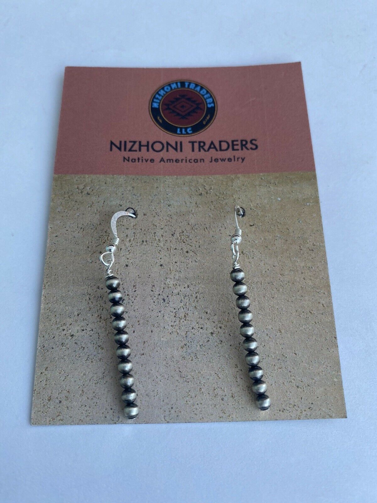 Navajo Sterling Silver 4mm Navajo Pearl Dangle Earrings 2”