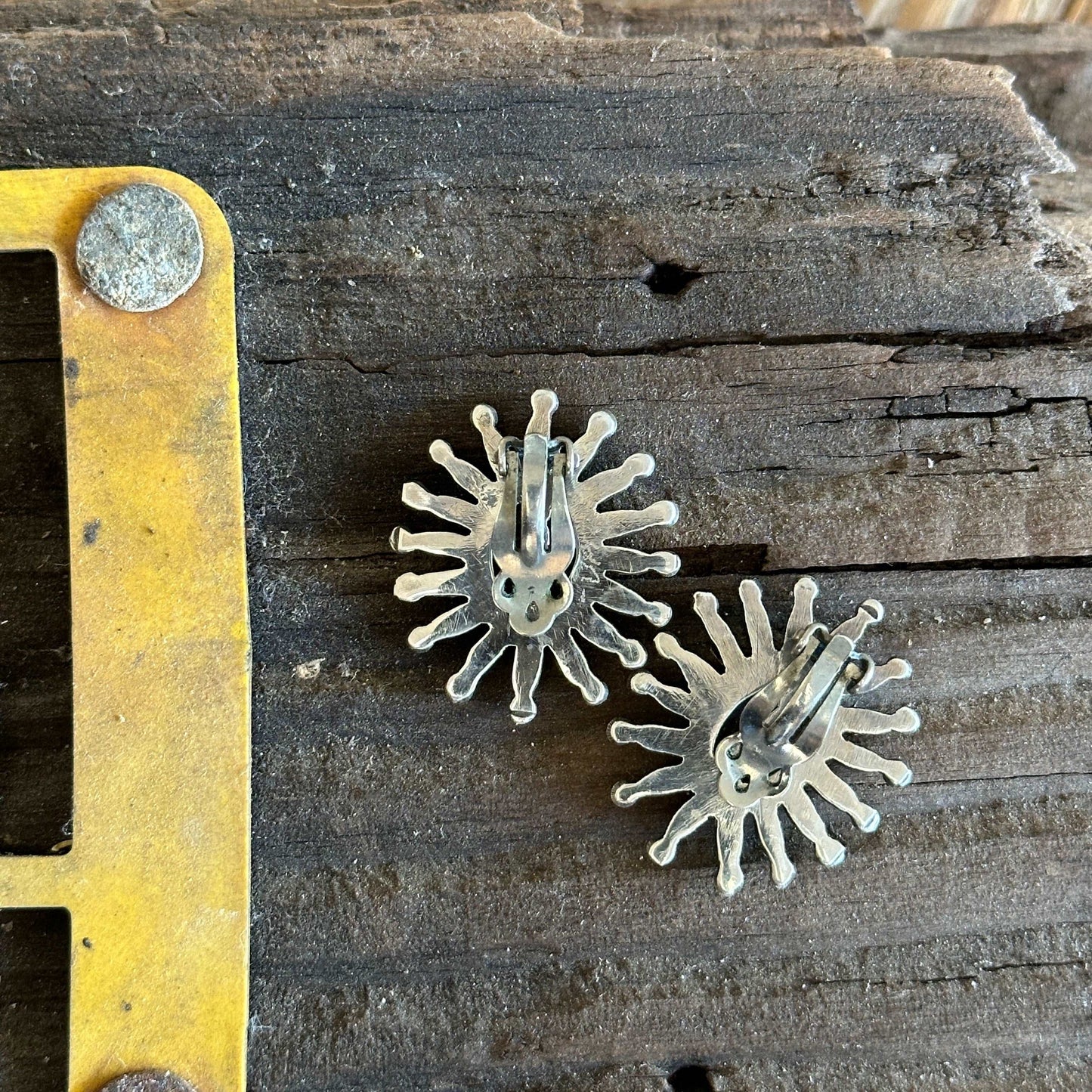 Vintage Zuni Clip-On Petit Point Turquoise Sterling Silver Earrings - High Voltage Ranch