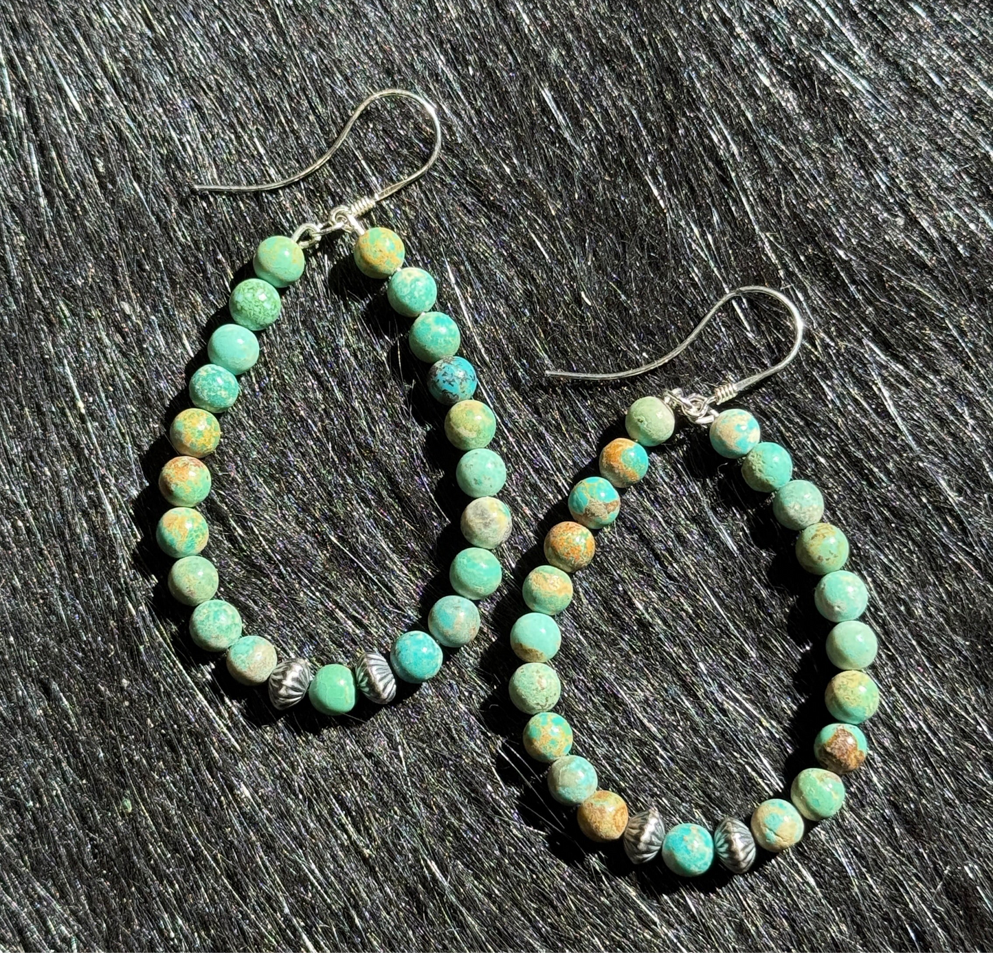 Turquoise Bead Hoop Earrings