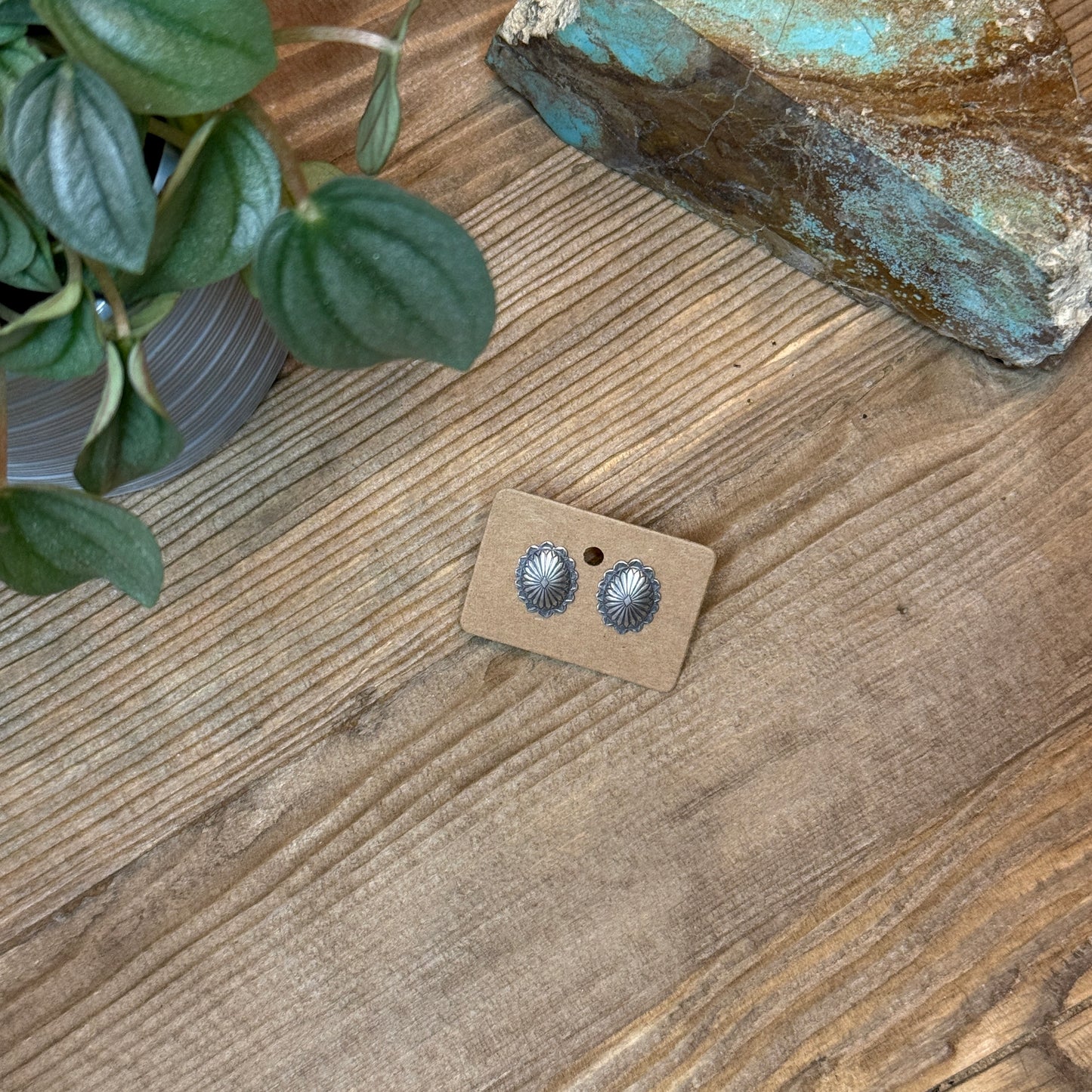 Mini Oval Concho Stud Earrings