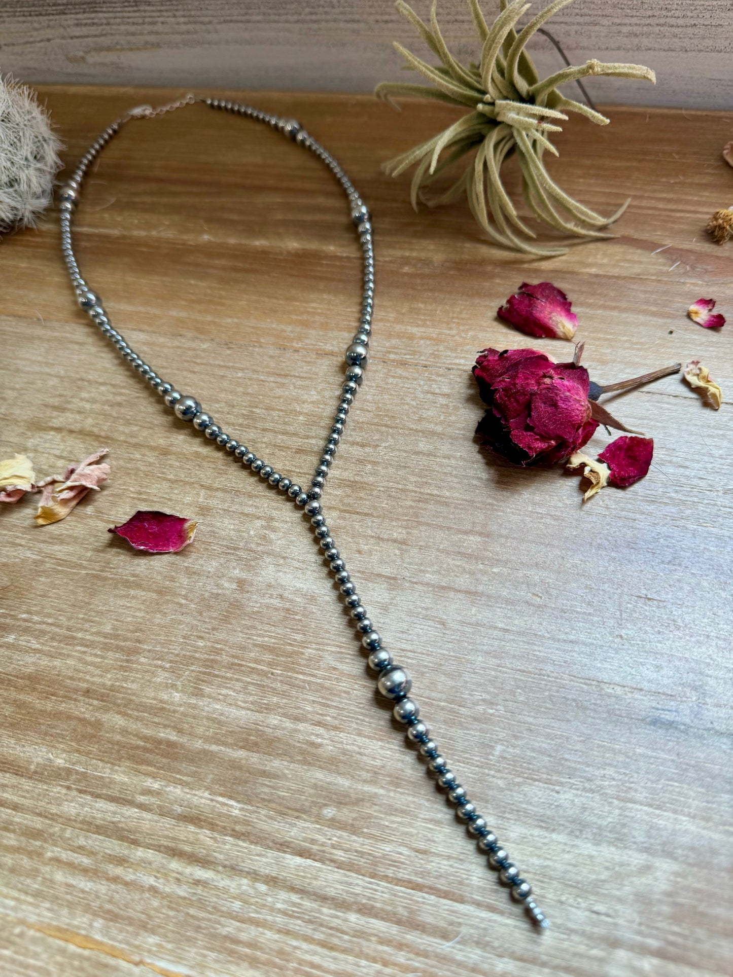Graduated Sterling Silver Pearl Lariat Necklace - 18”