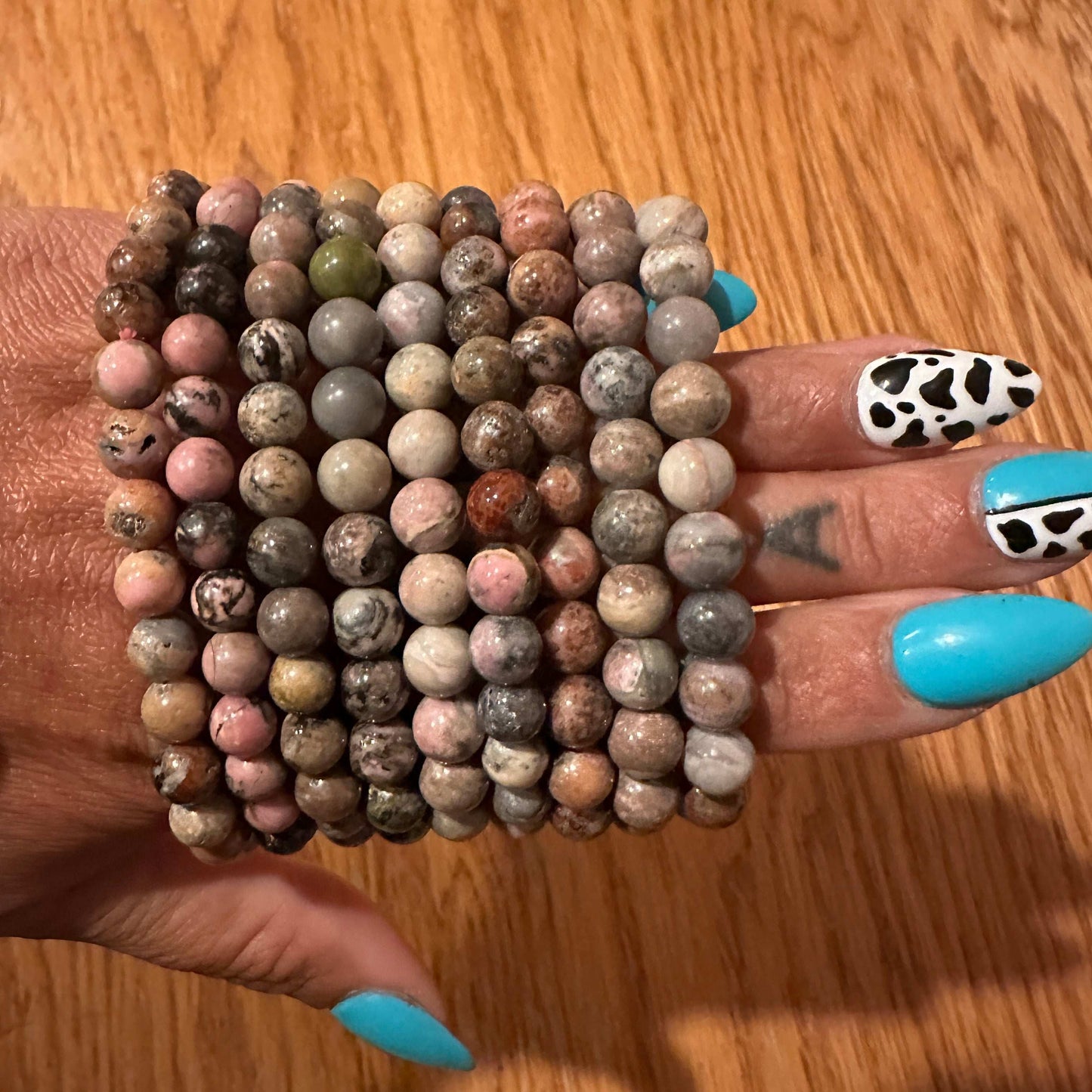7mm Rhodonite Bead Stretch Bracelet - High Voltage Ranch