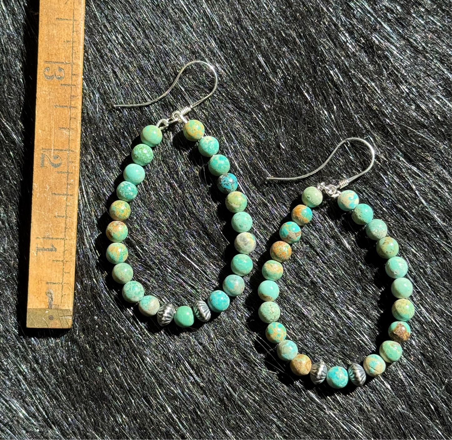 Turquoise Bead Hoop Earrings