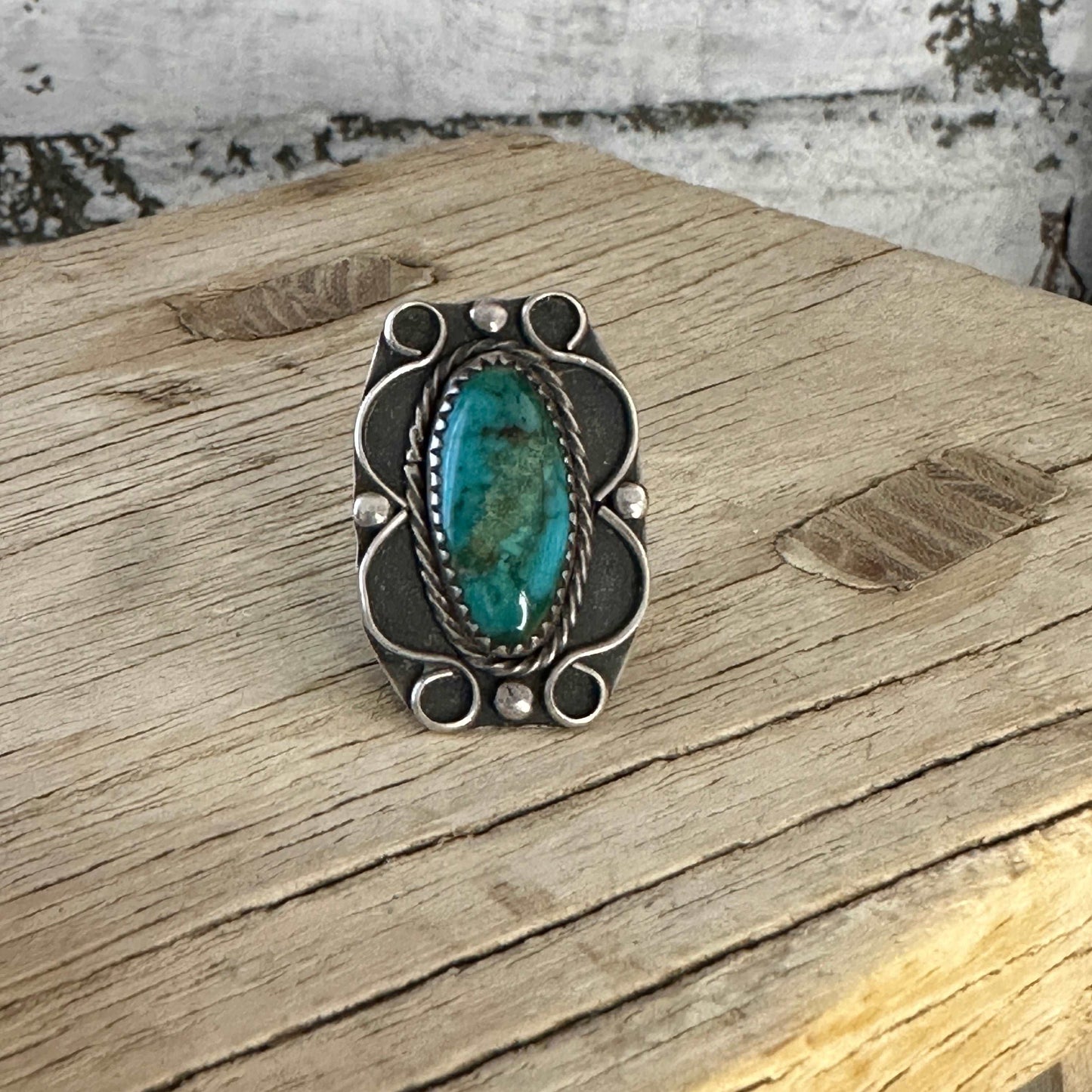 Size 5 Vintage Sterling Silver Turquoise Ring - High Voltage Ranch