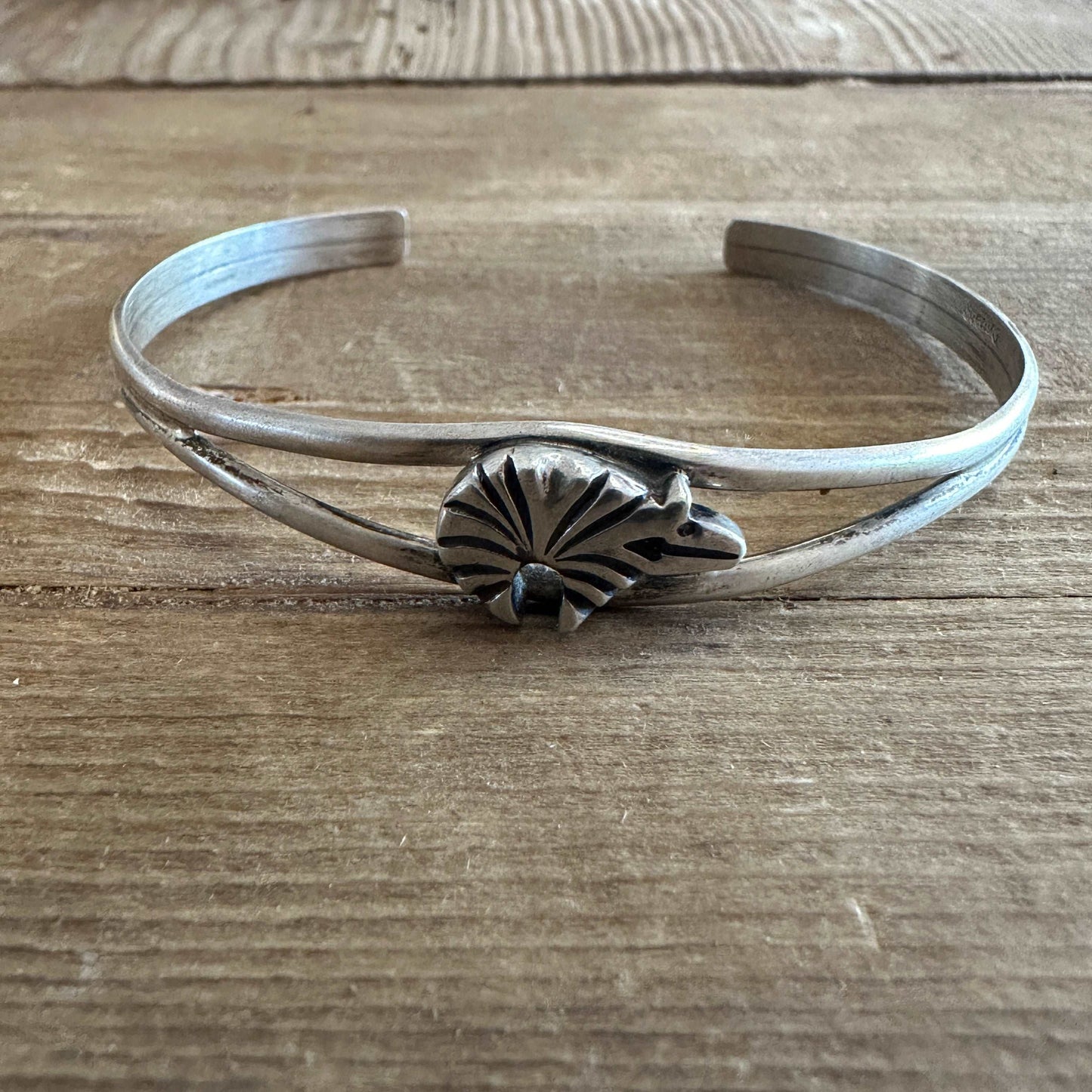 Petite Navajo Sterling Silver Bear Cuff Bracelet - High Voltage Ranch
