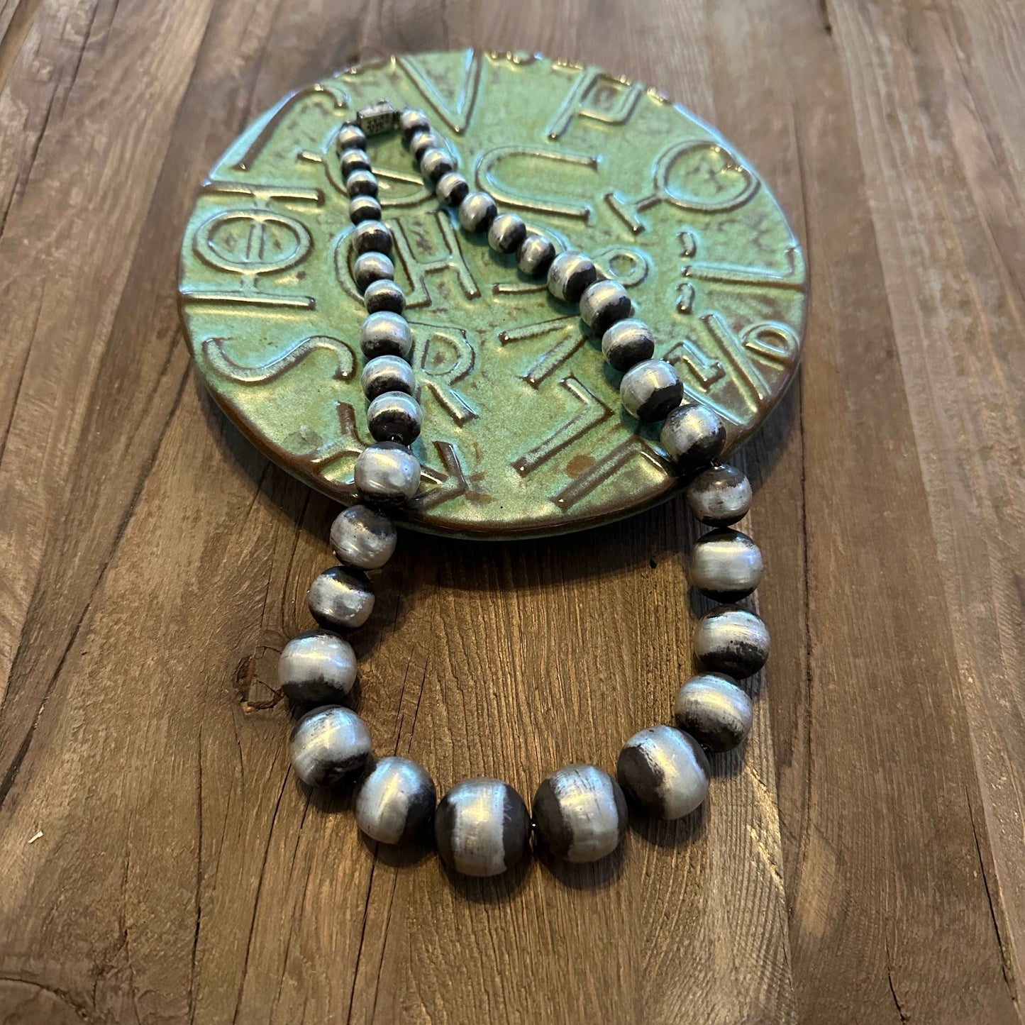 Vintage Taxco sterling silver bead necklace