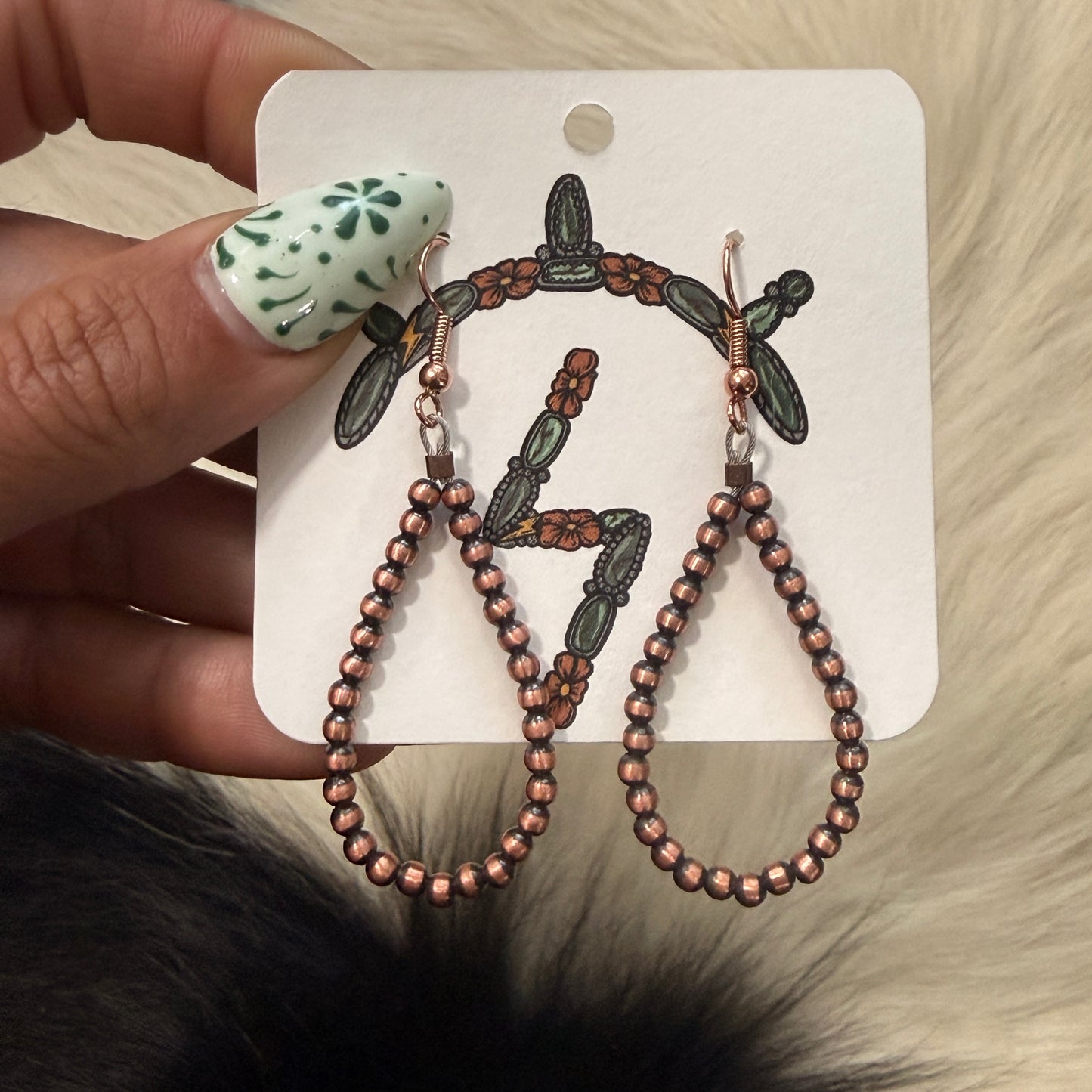 Copper Desert Pearl Teardrop Hoop Earrings