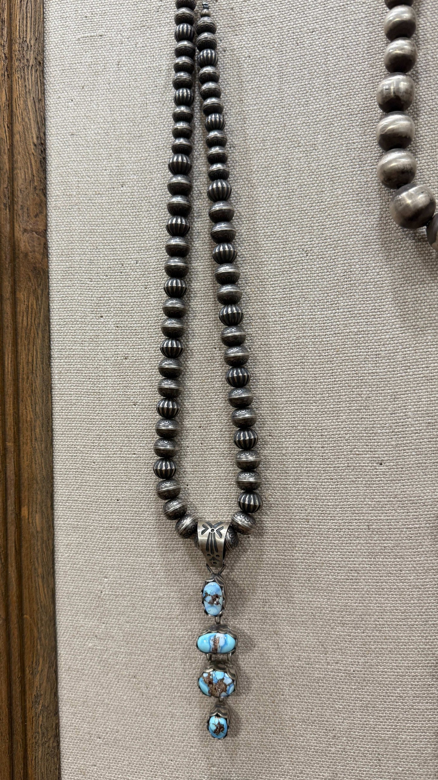 Navajo Sterling Silver Necklace w/ Golden Hills Turquoise Pendant