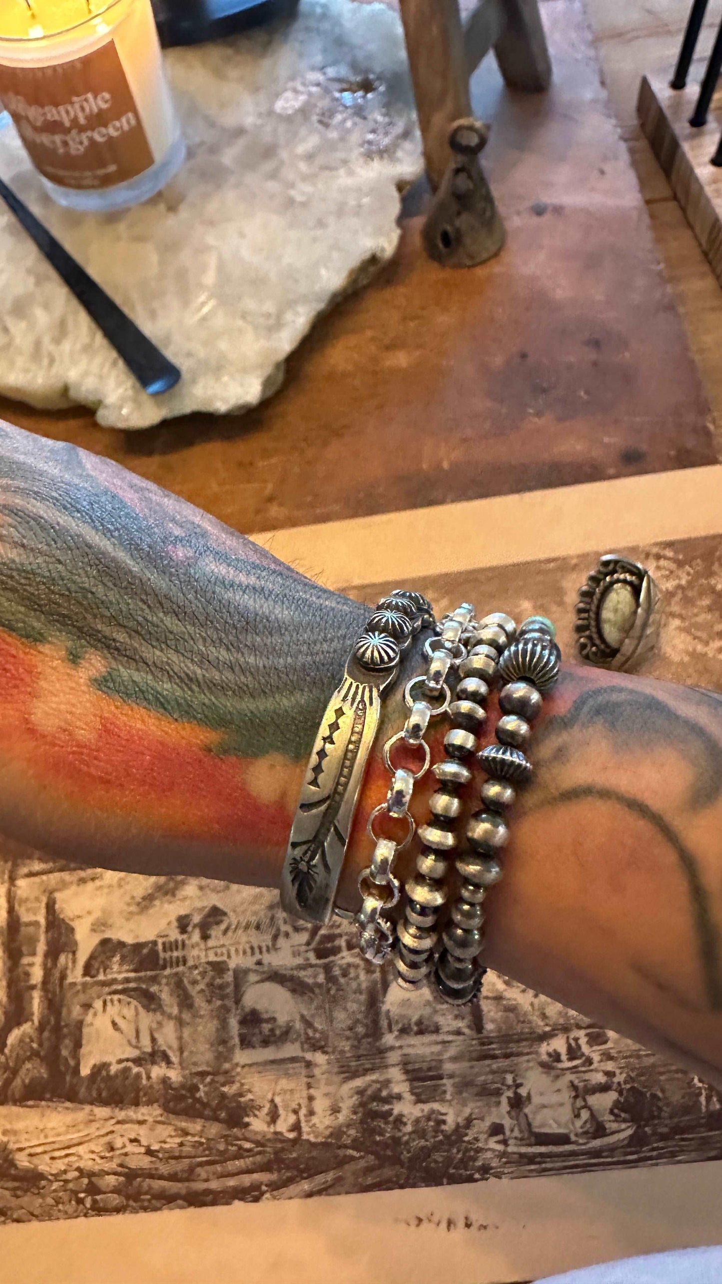 Thick Stamped Sterling Silver Cuff Bracelet
