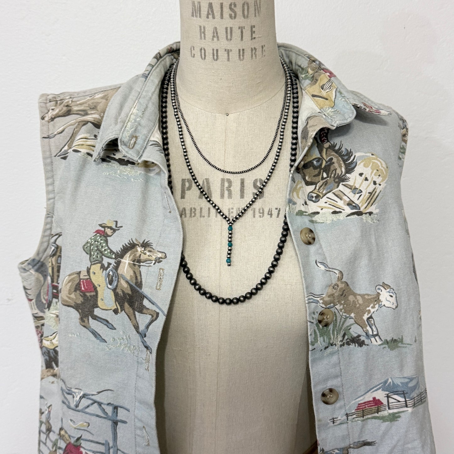 Desert Pearl and Turquoise Lariat Necklace