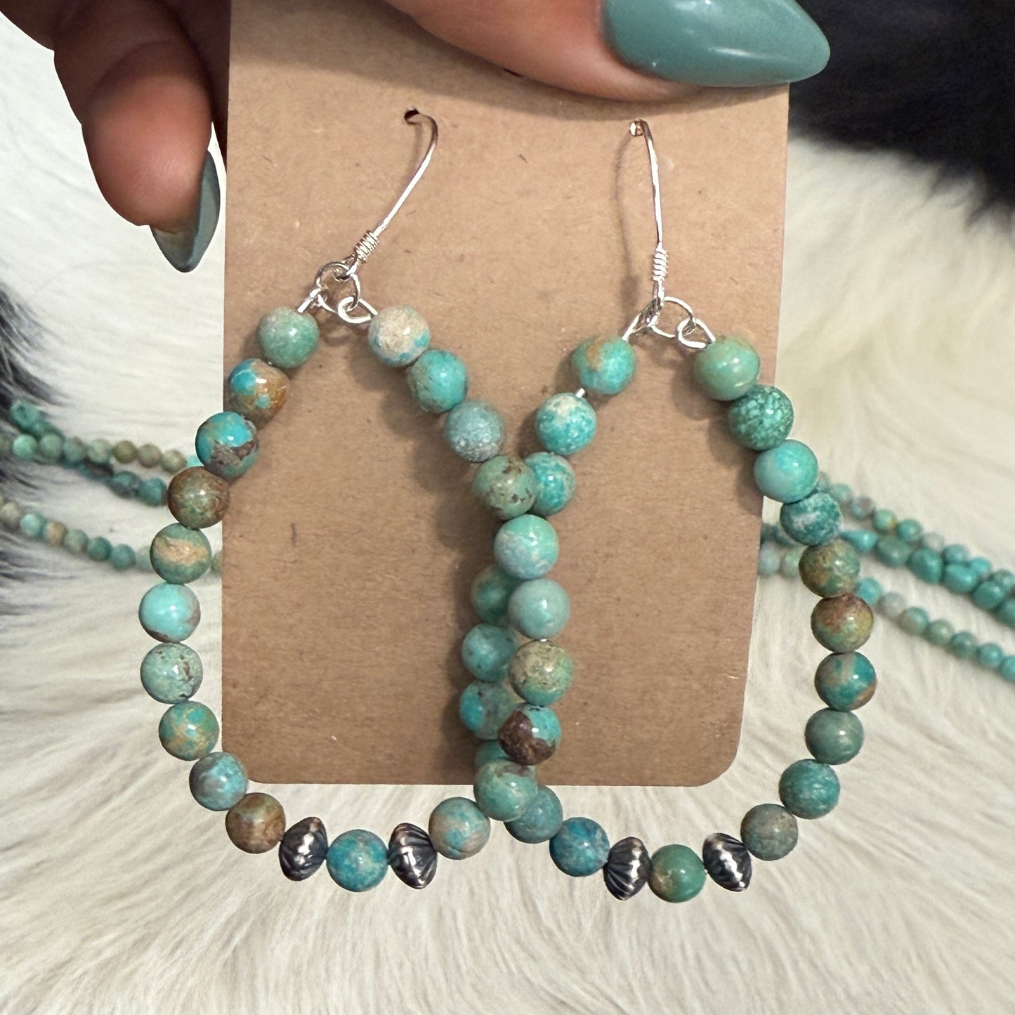 Turquoise Bead Hoop Earrings