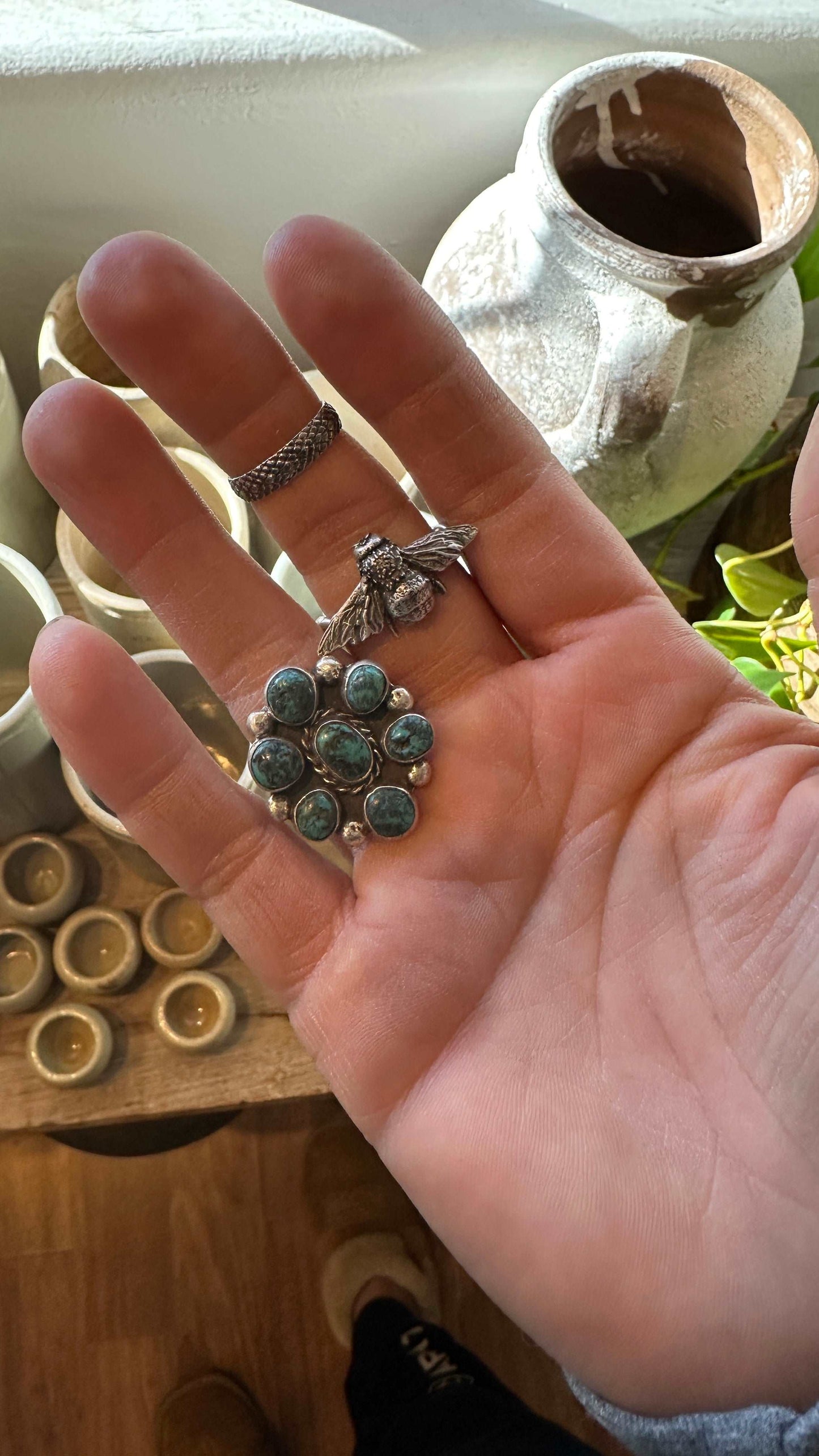 Size 8 Sterling Silver Bee Ring