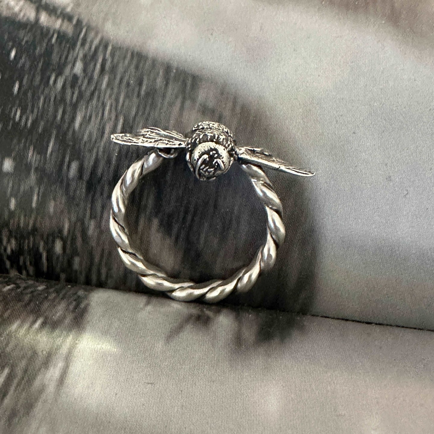 Size 8 Sterling Silver Bee Ring