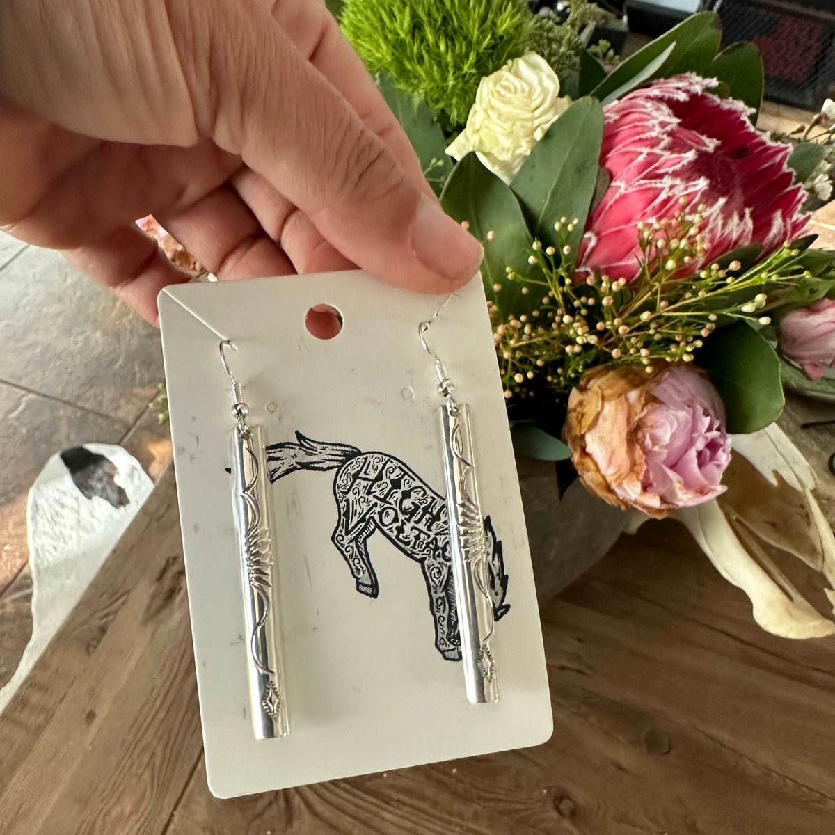 Sterling Silver Navajo Walking Stick Earrings