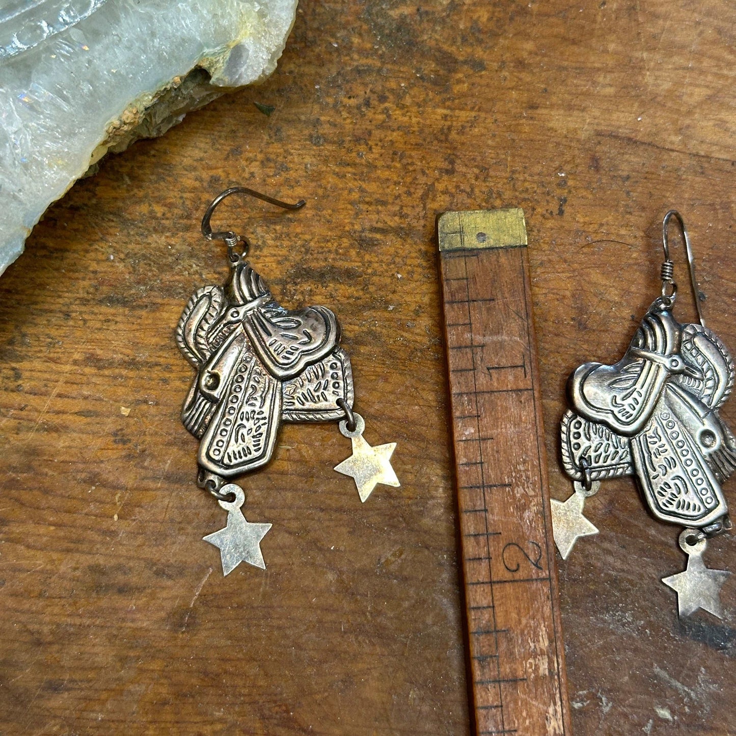 Vintage Sterling Silver Saddle Earrings