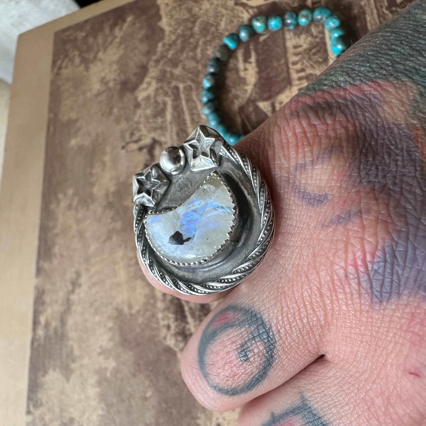 Size 7 Moonstone Moon Ring - High Voltage Ranch