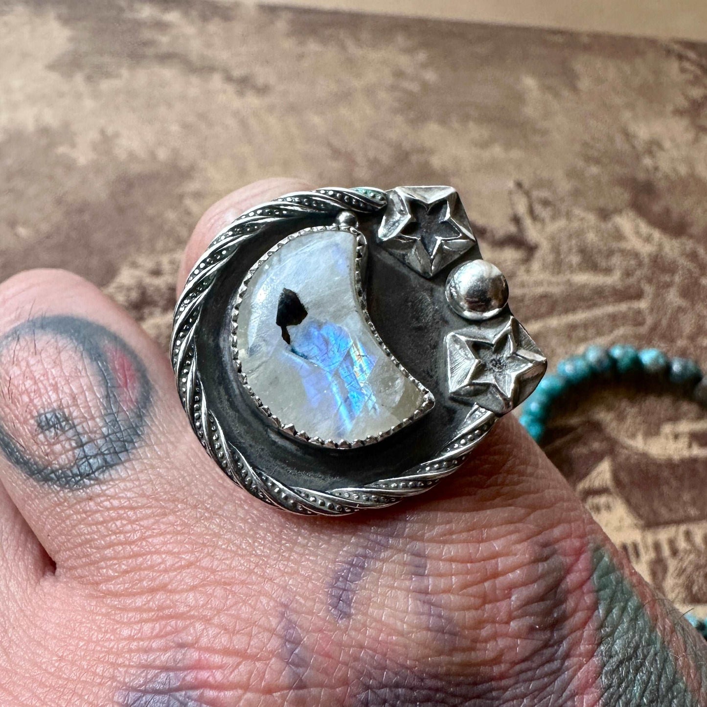 Size 7 Moonstone Moon Ring - High Voltage Ranch