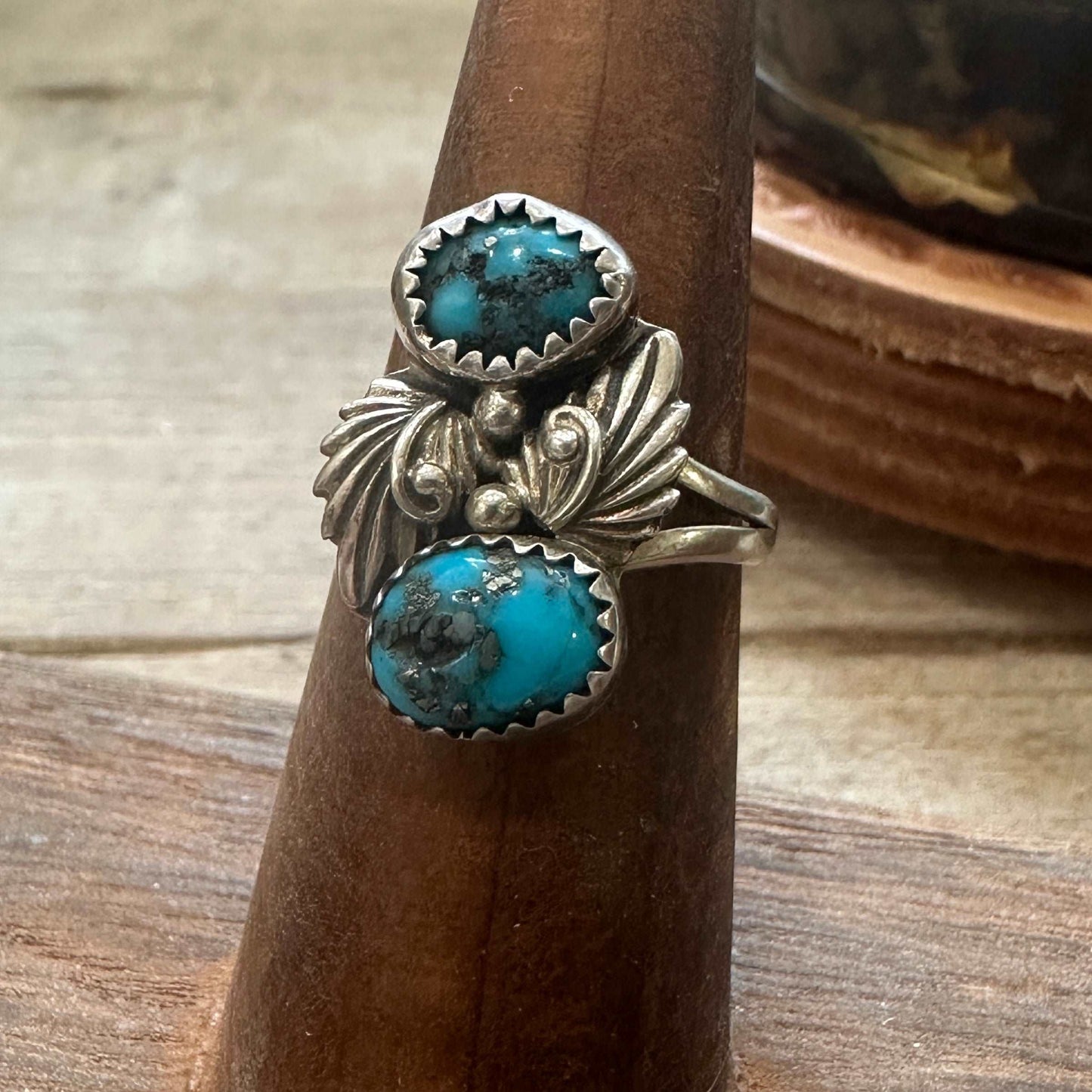 Navajo Sterling Silver Kingman Turquoise Ring - High Voltage Ranch