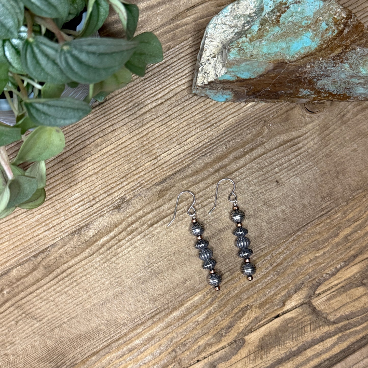 Sterling Silver & Copper Bead Earrings