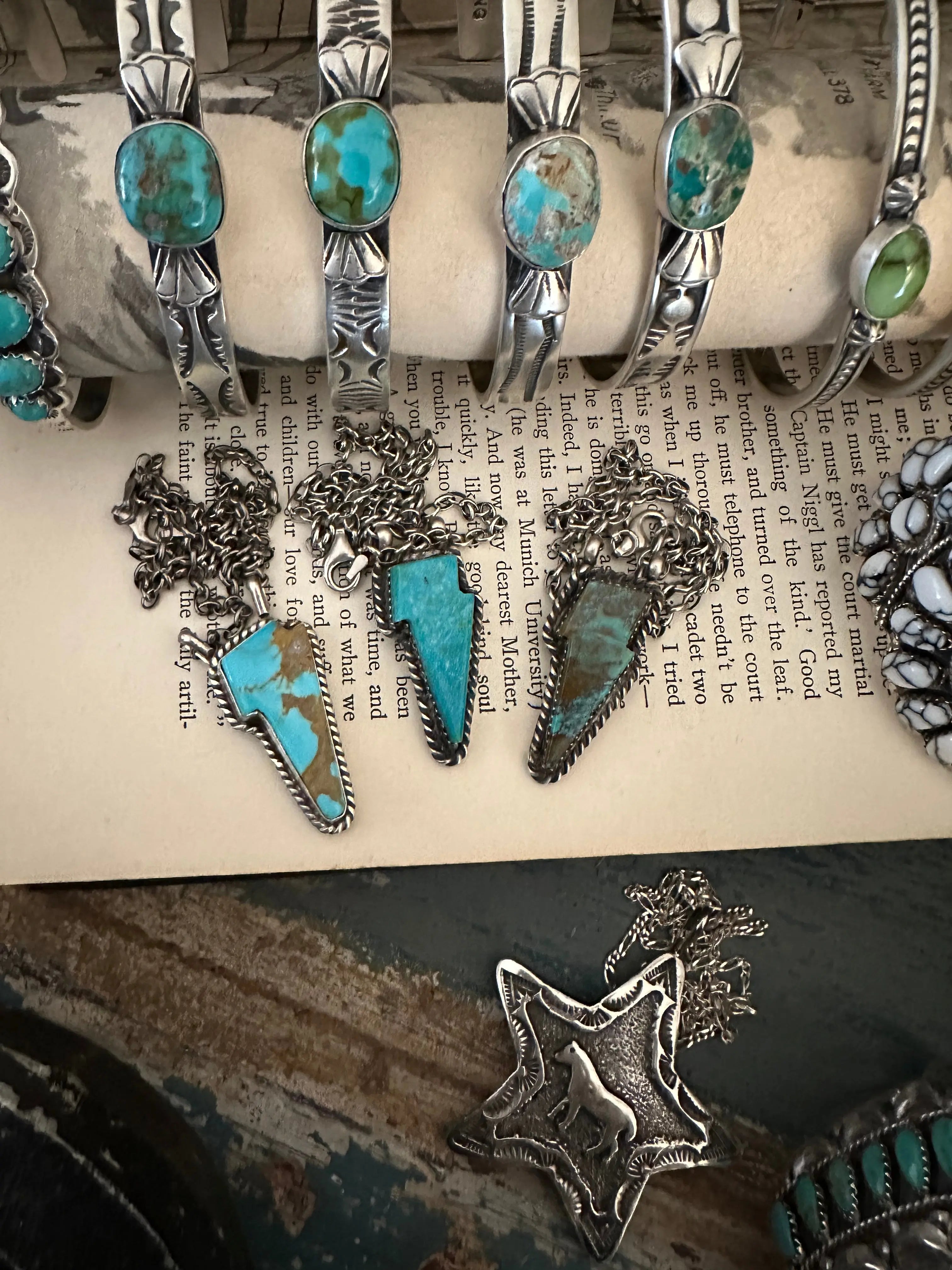 Kingman Turquoise Bolt Necklace