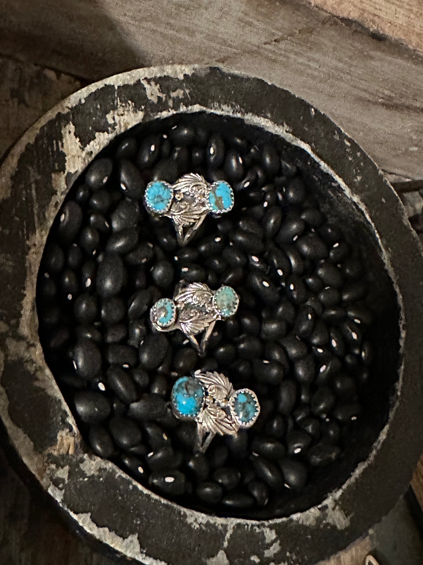 Two Stone Turquoise and Silver Ring High Voltage Ranch
