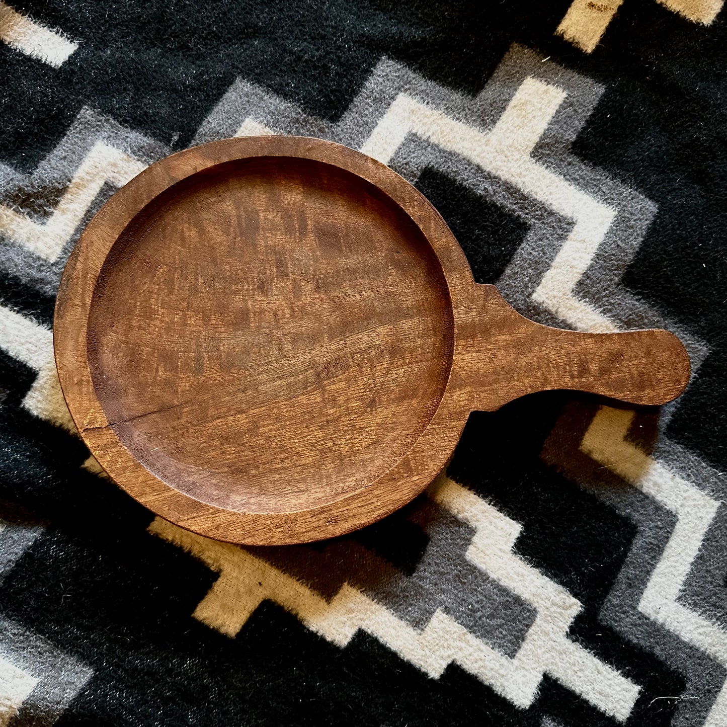 Vintage Round Tray with Handle High Voltage Ranch