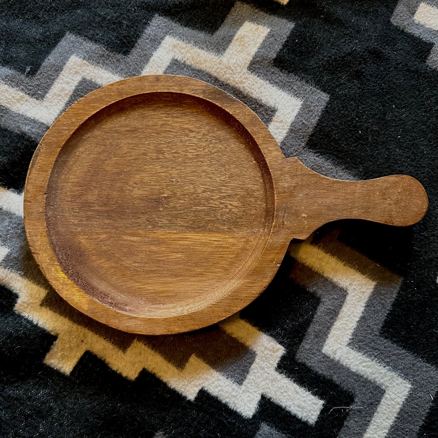Vintage Round Tray with Handle High Voltage Ranch