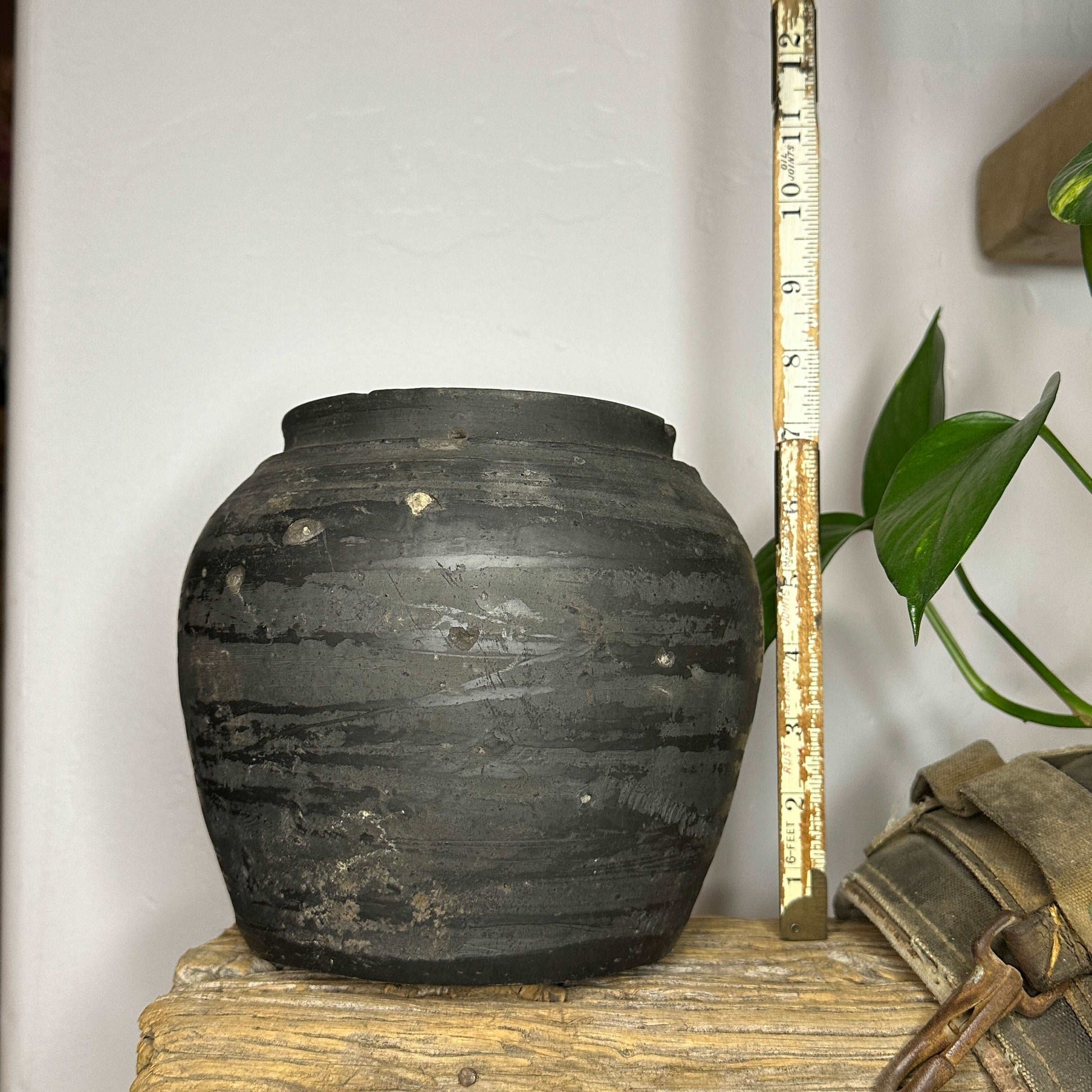 Rustic Found Handmade Black Vessel