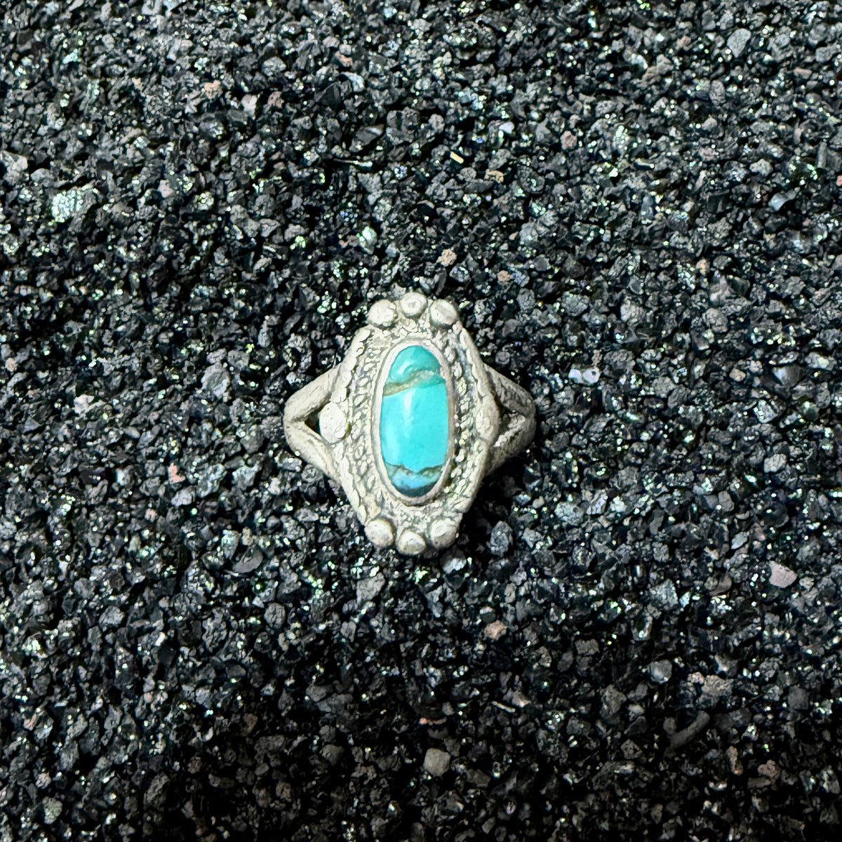 Size 7.25 Vintage Native American Sterling Silver Turquoise Ring