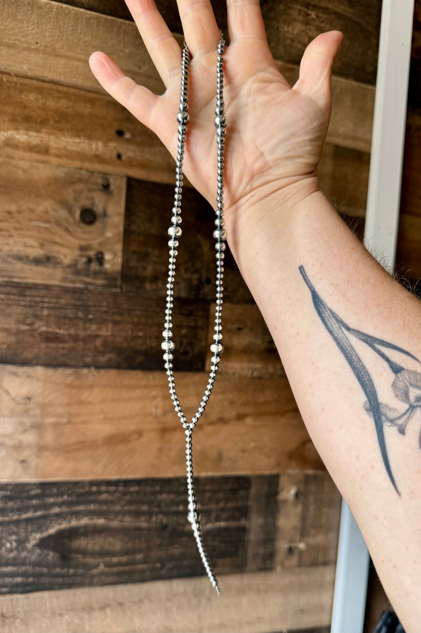 Graduated Sterling Silver Pearl Lariat Necklace - 18”