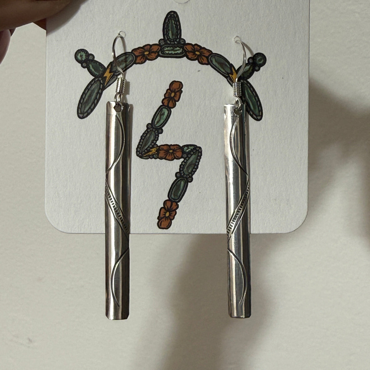 Sterling Silver Navajo Walking Stick Earrings