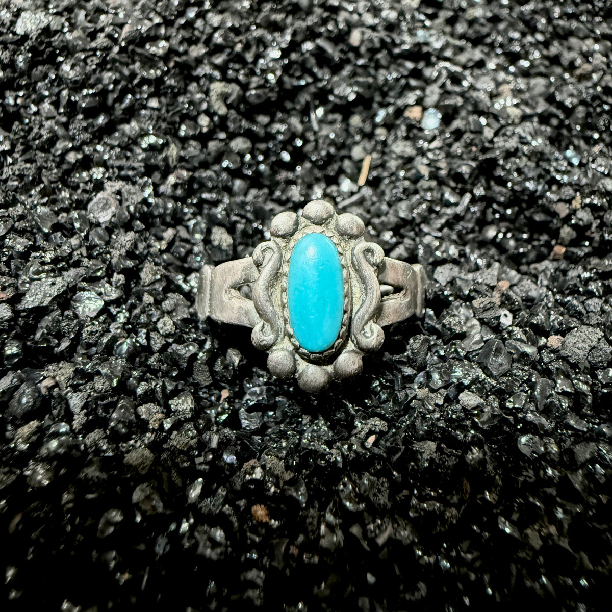 Size 5 Vintage Navajo Sterling Silver Turquoise Ring