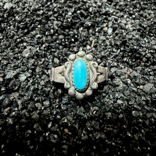 Size 5 Vintage Navajo Sterling Silver Turquoise Ring