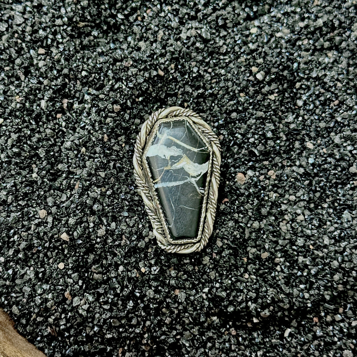 Size 7.5 White Buffalo Coffin Ring