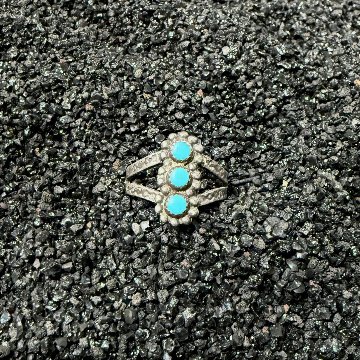 Size 4.5 Vintage Navajo Sterling Silver Turquoise Ring