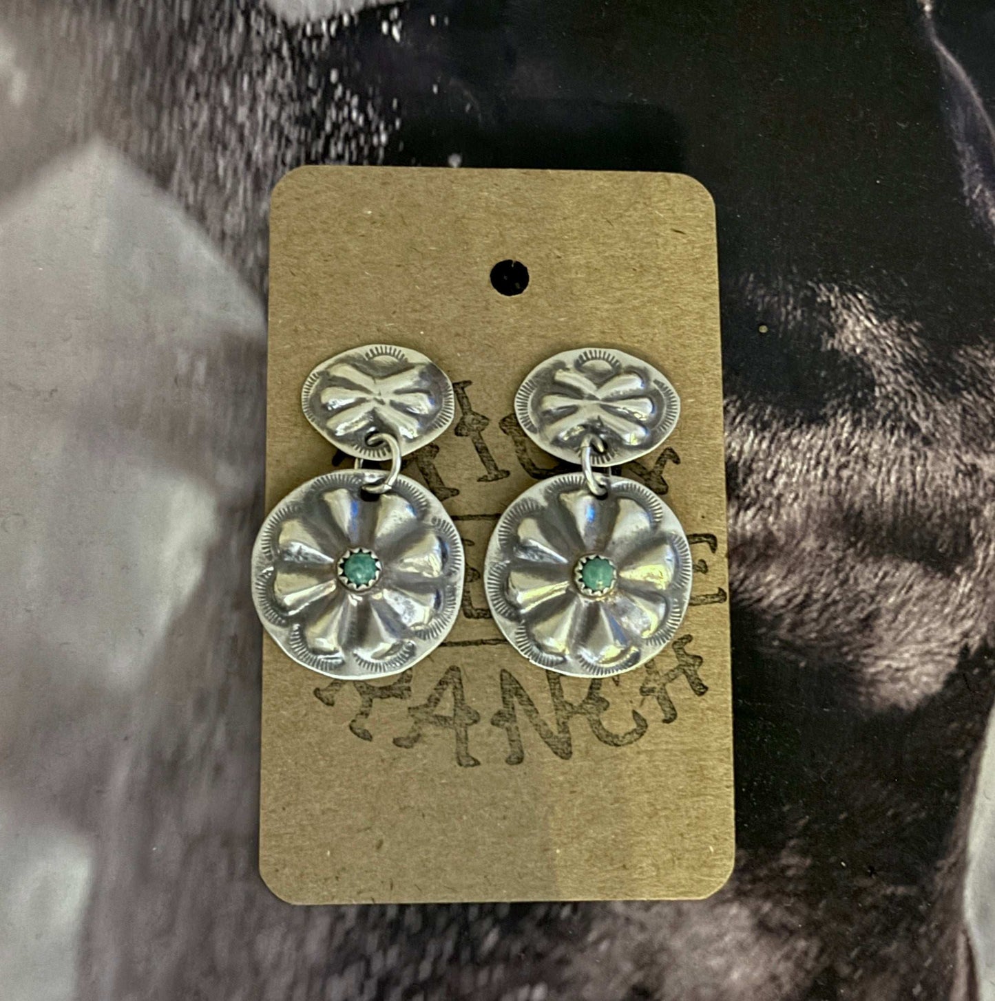 Sterling Silver Concho Earrings with Campitos Turquoise