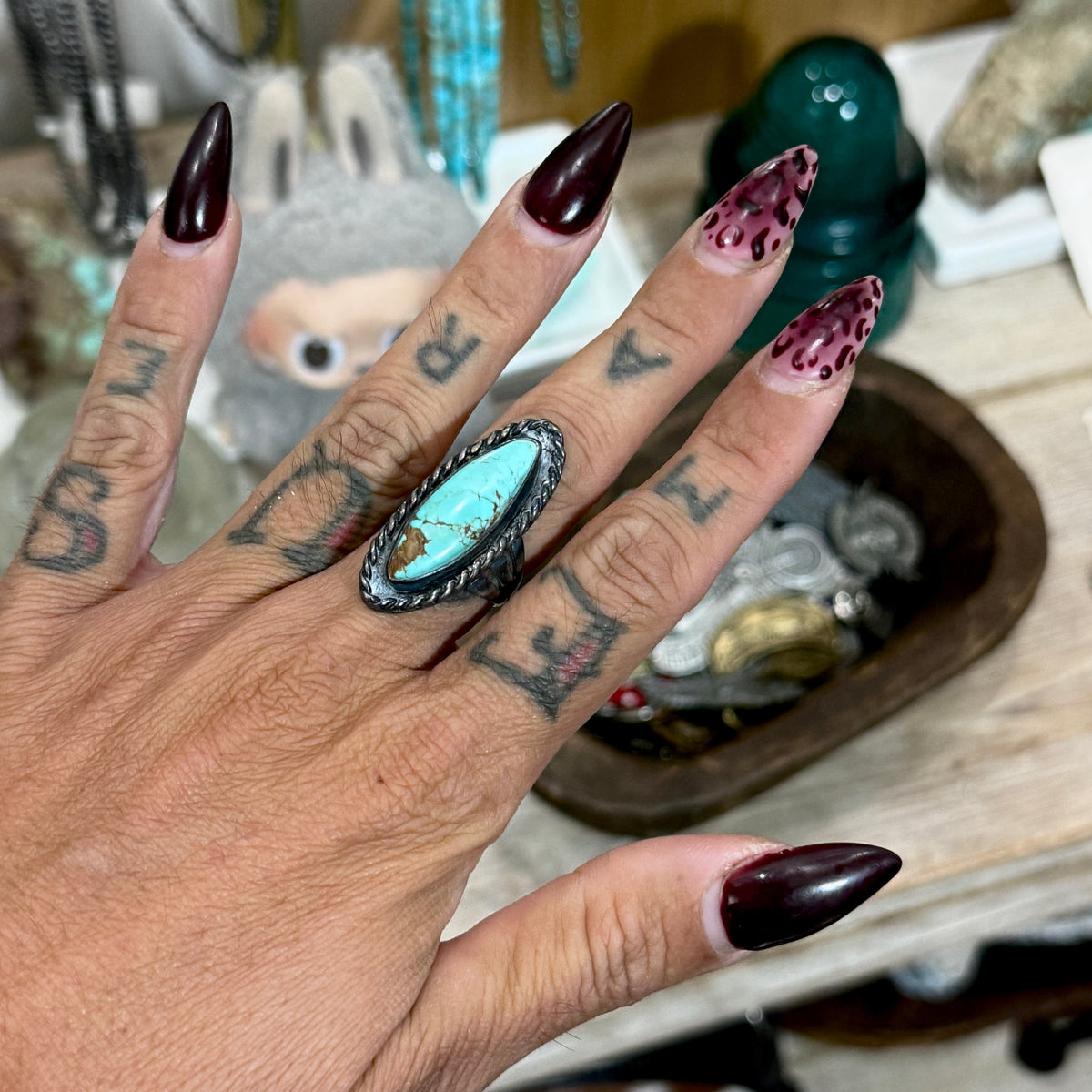 Size 6.25 Vintage Sterling Silver Turquoise Ring