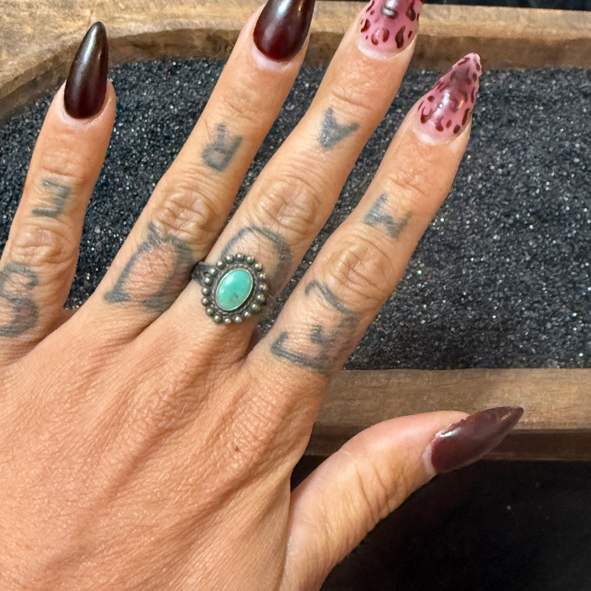 Size 7 Vintage Navajo Sterling Silver Ring with Turquoise
