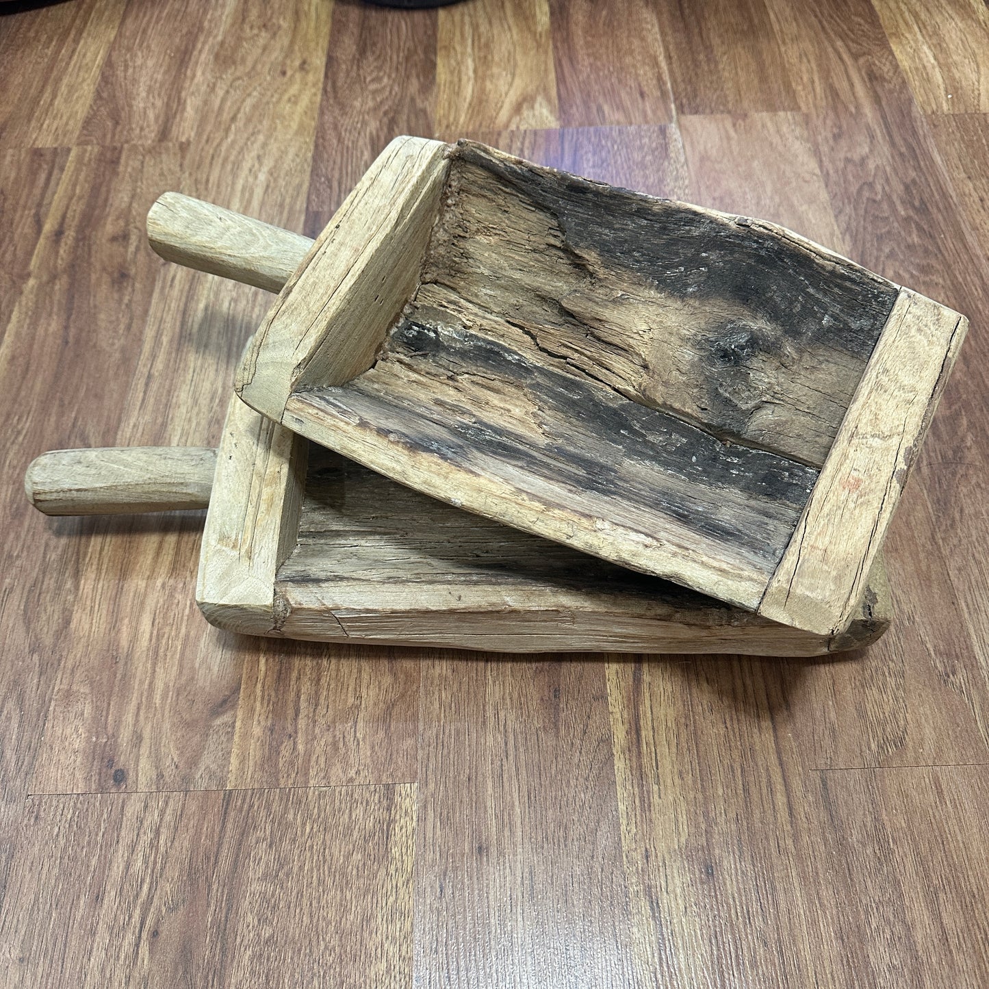 Small Rustic Wood Trough w/ Handle