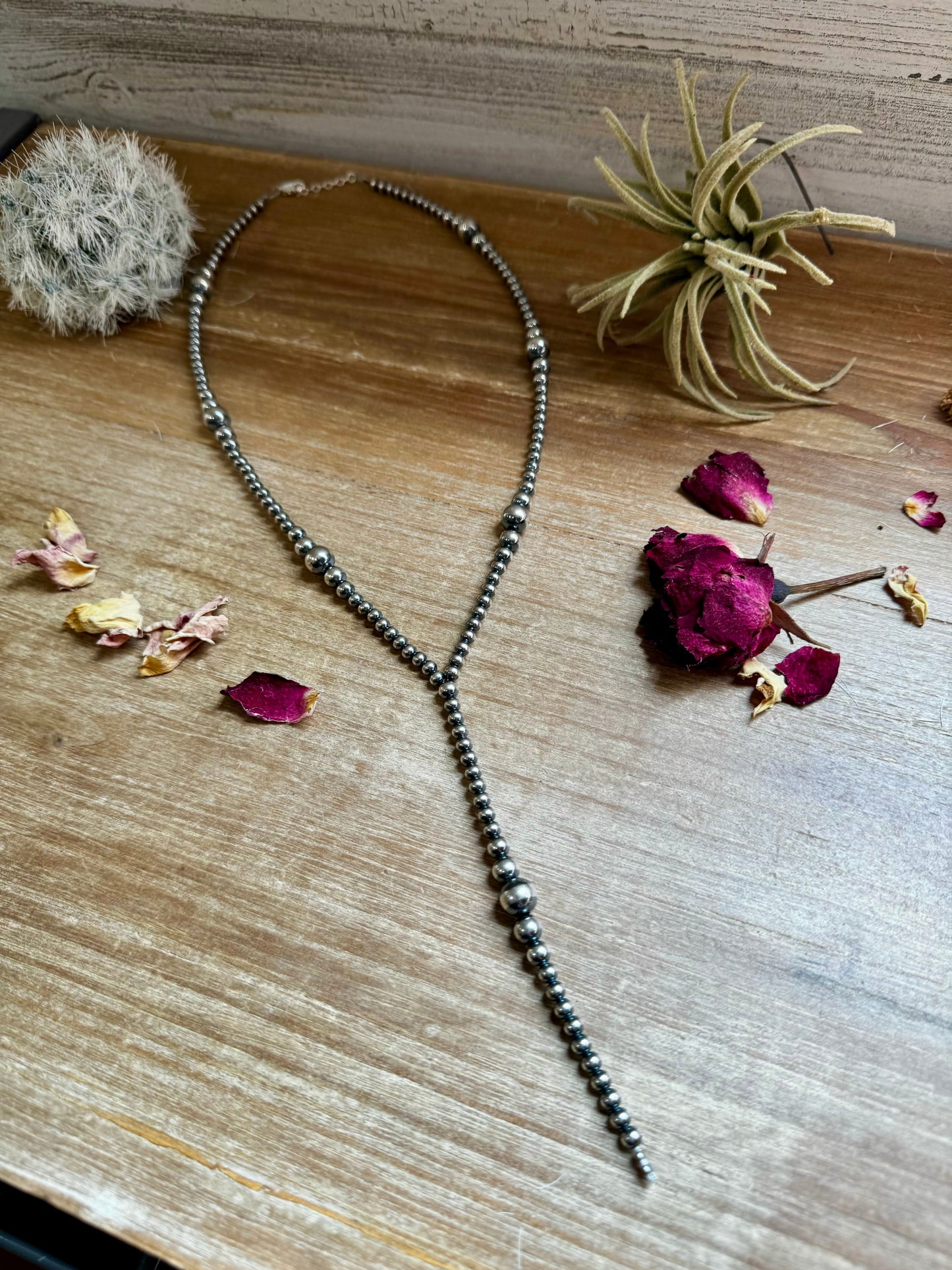 Graduated Sterling Silver Pearl Lariat Necklace - 18”