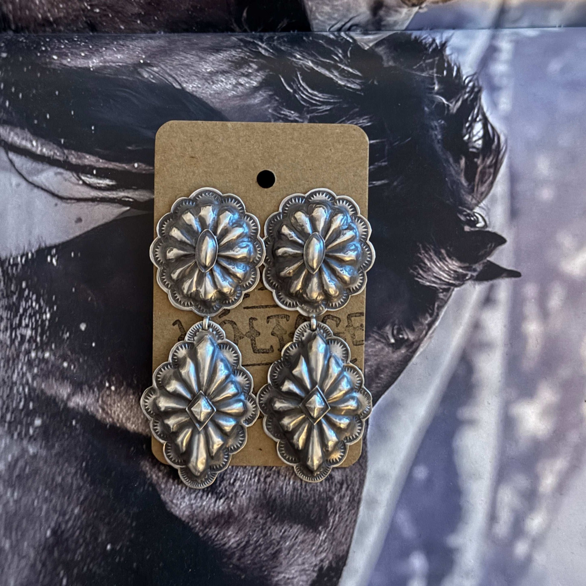 Large Sterling Silver Concho Earrings