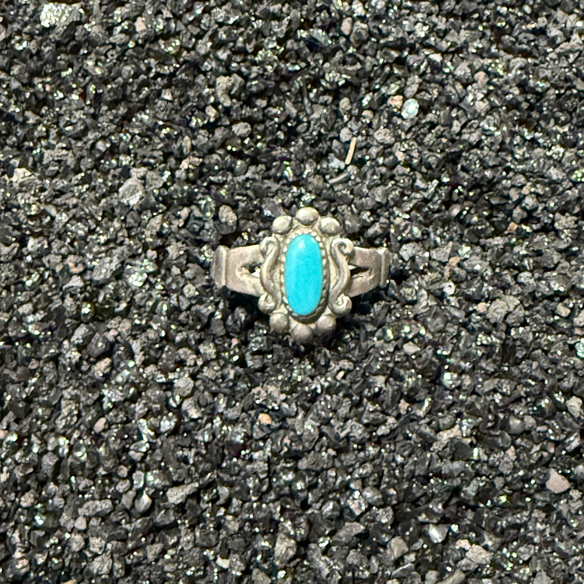 Size 5 Vintage Navajo Sterling Silver Turquoise Ring