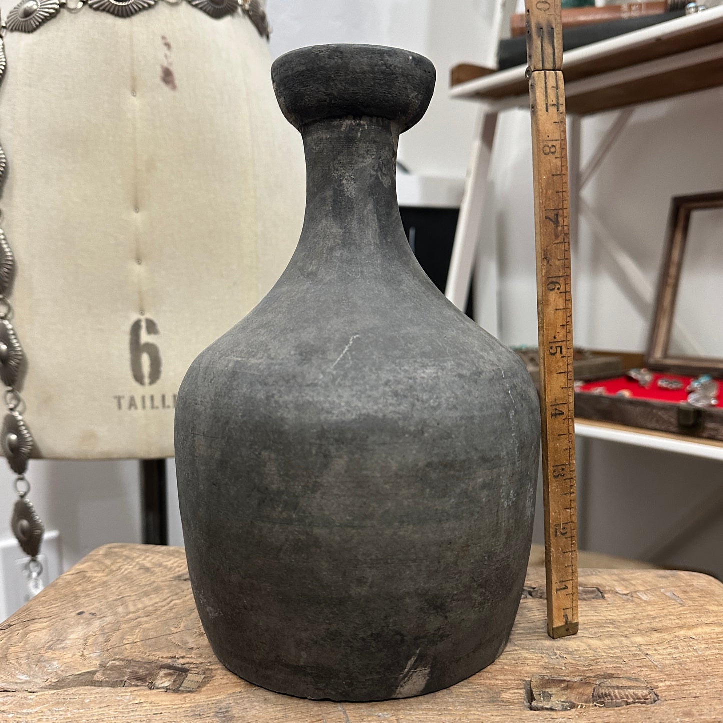 Rustic Handmade Vintage Vase with Long Neck